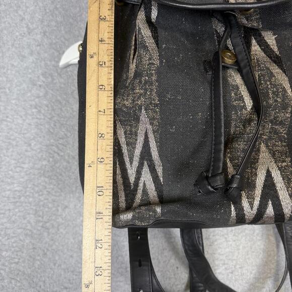 Lucky Brand Black Geometric Pattern Canvas Faux Leather Backpack main image 4